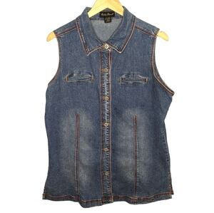 Y2K Vintage Ashley Stewart western cowgirl Denim Vest Size Womans 14W